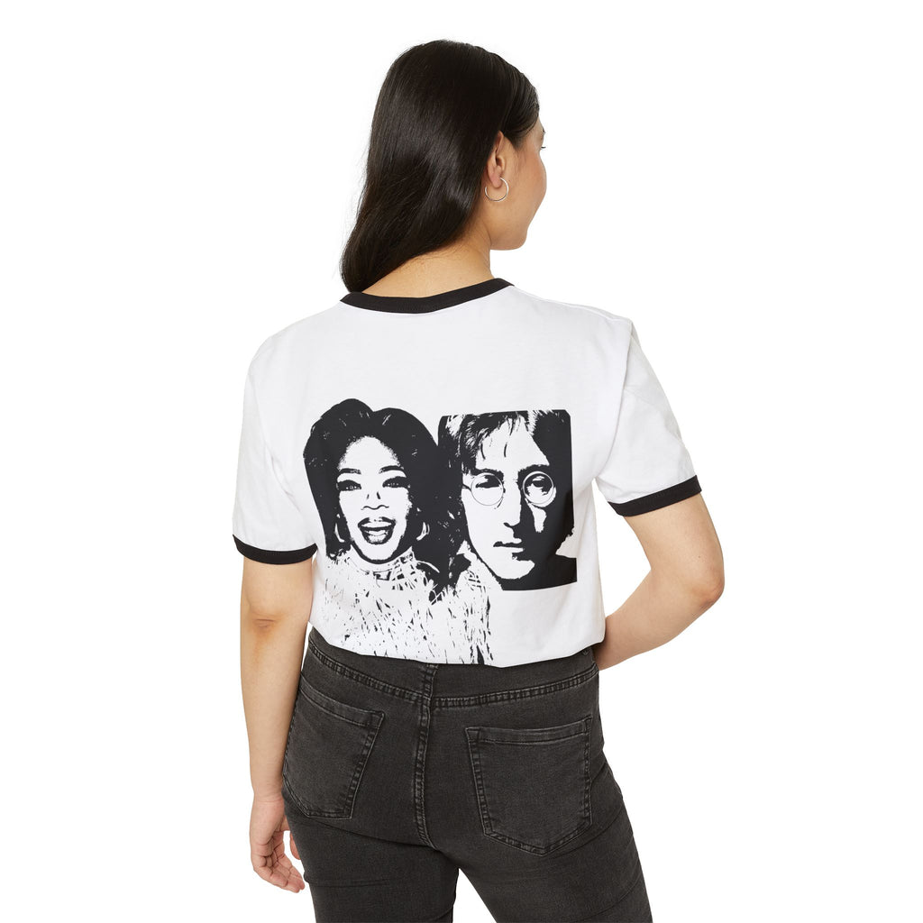 Unisex Cotton Ringer T-Shirt |Contemporary Social Issues | Progressive Activism Fashion | ModernStatement Sustainable Apparel | I BALANCE MY PASSION WITH MY RESPONSIBILITIES Oprah Winfrey John Lennon