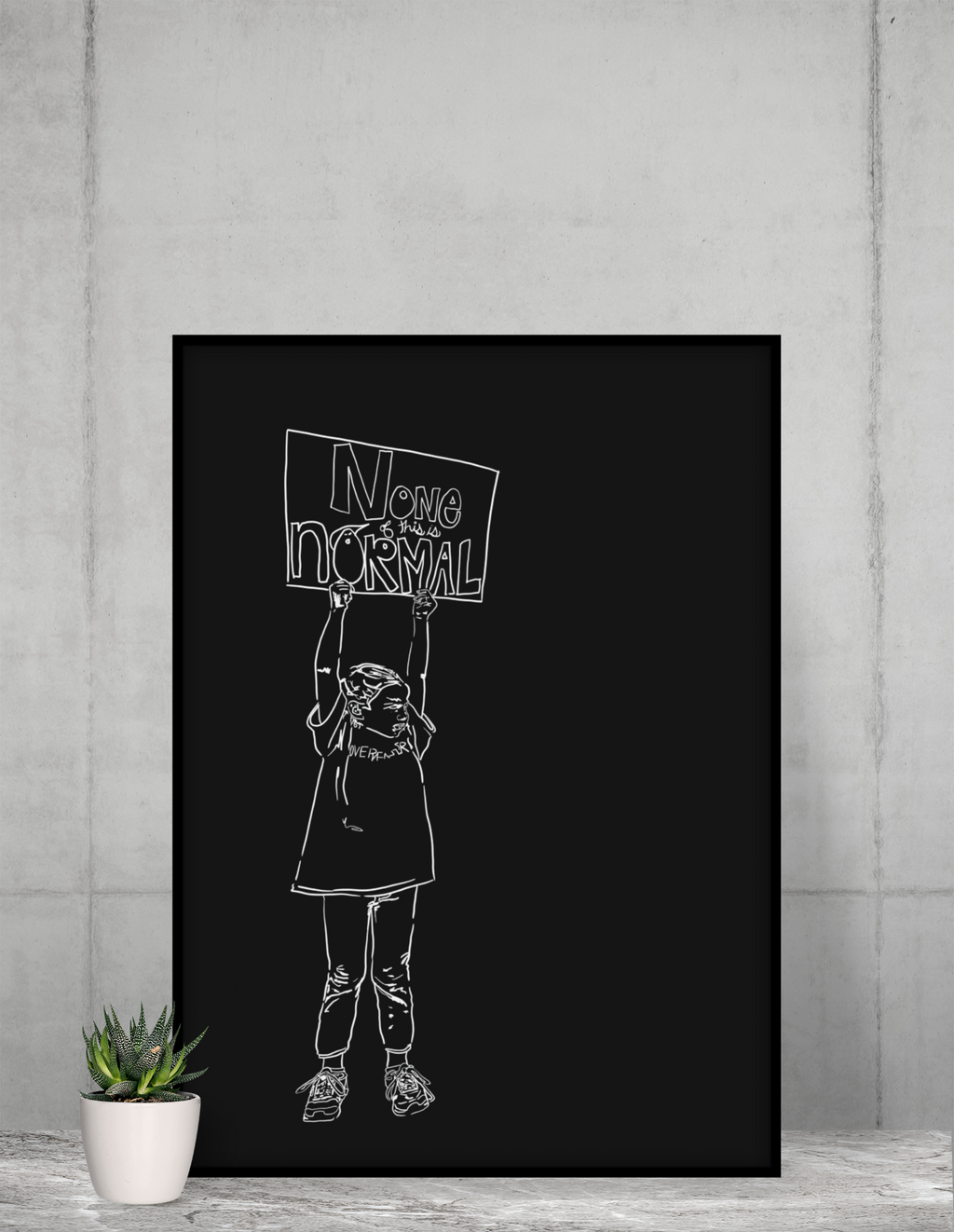 Sustainable Framed Archival Giclee  Stretched Canvas Social Art | Feminist  Print | Gallery Wall Art Museum Quality | NONE OF THIS IS NORMAL