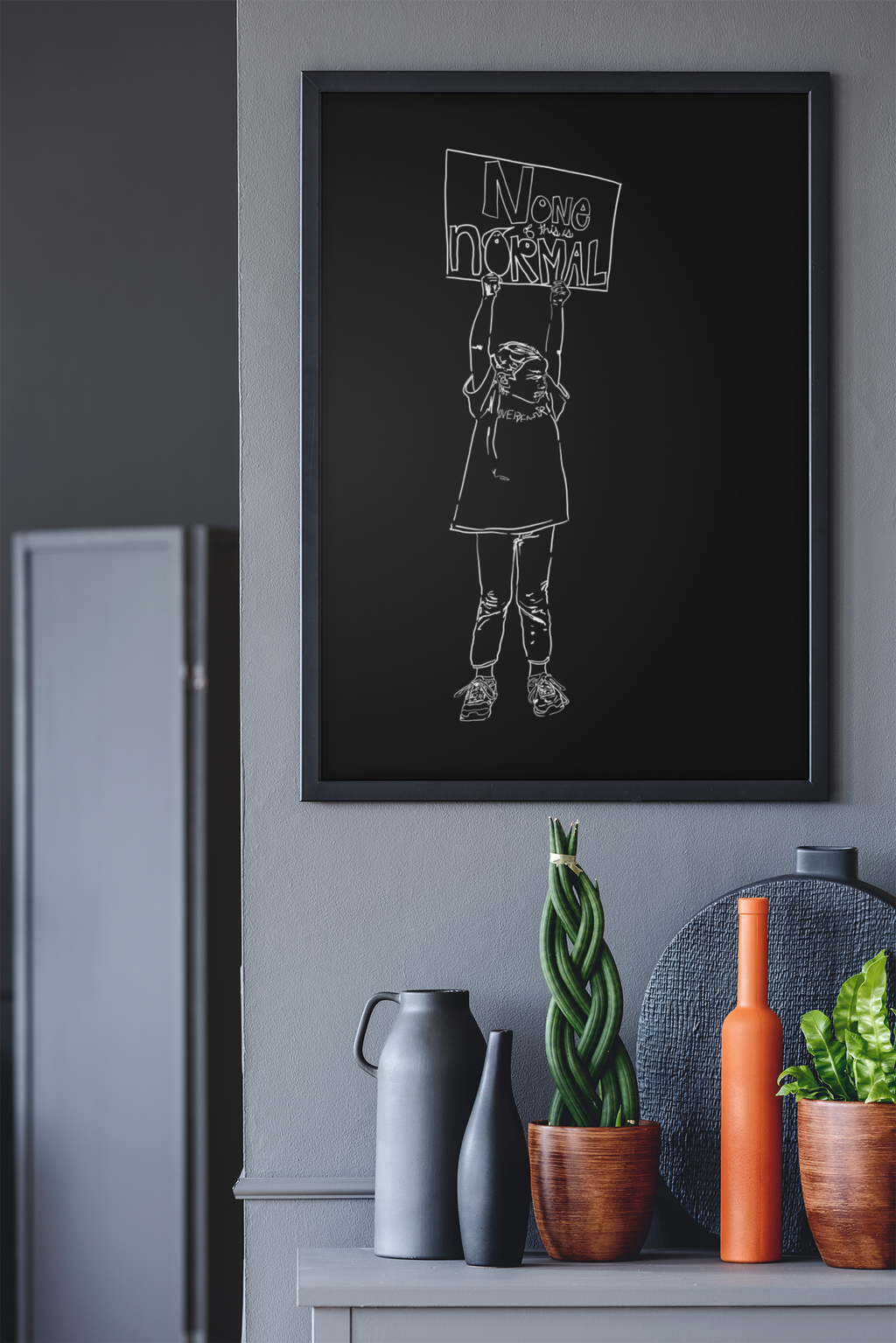 Sustainable Framed Archival Giclee  Stretched Canvas Social Art | Feminist  Print | Gallery Wall Art Museum Quality | NONE OF THIS IS NORMAL