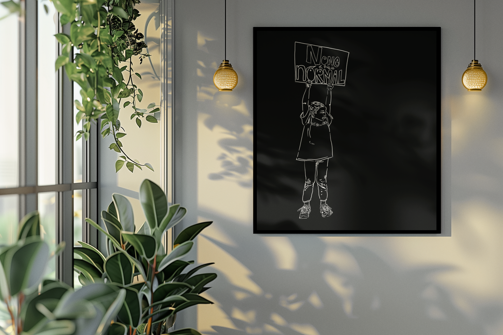 Sustainable Framed Archival Giclee  Stretched Canvas Social Art | Feminist  Print | Gallery Wall Art Museum Quality | NONE OF THIS IS NORMAL