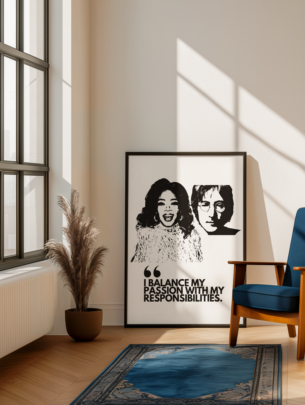 Museum Archival Giclee Print Social Justice | Fine Art Paper| Social Justice | Certified Archival Print | I BALANCE MY PASSION WITH MY RESPONSIBILITIES | OPRAH WINFREY | JOHN LENNON
