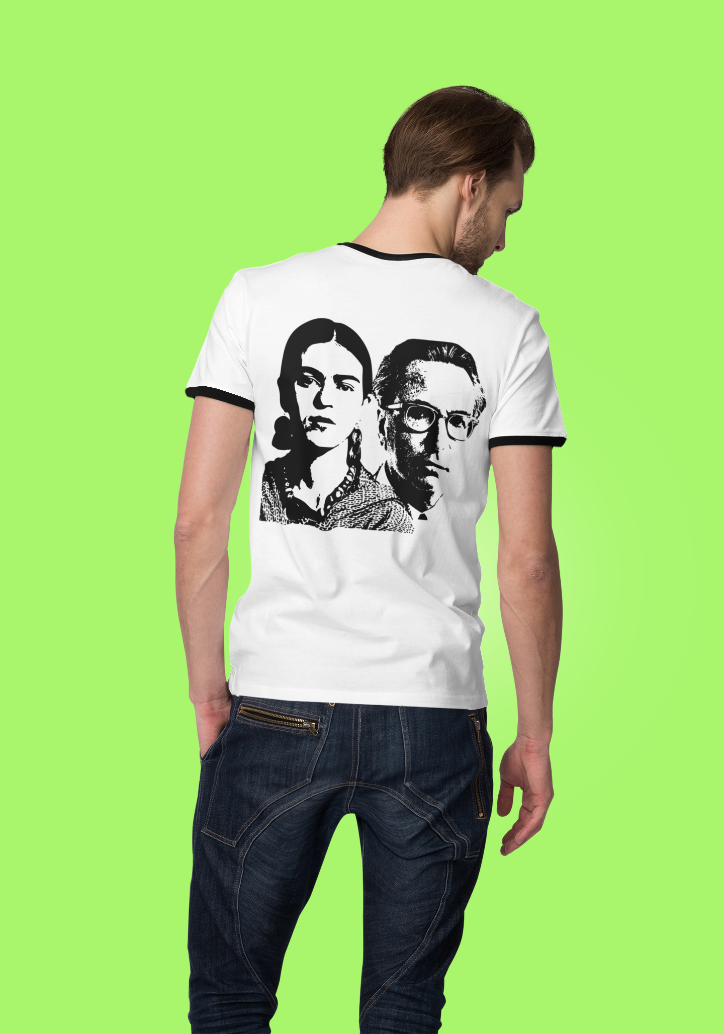Unisex Cotton Ringer T-Shirt |Contemporary Social Issues | Progressive Activism Fashion | Modern Statement Sustainable Apparel | I TRANSFORM PAIN INTO PURPOSE | Frida Kahlo & Viktor Frankl