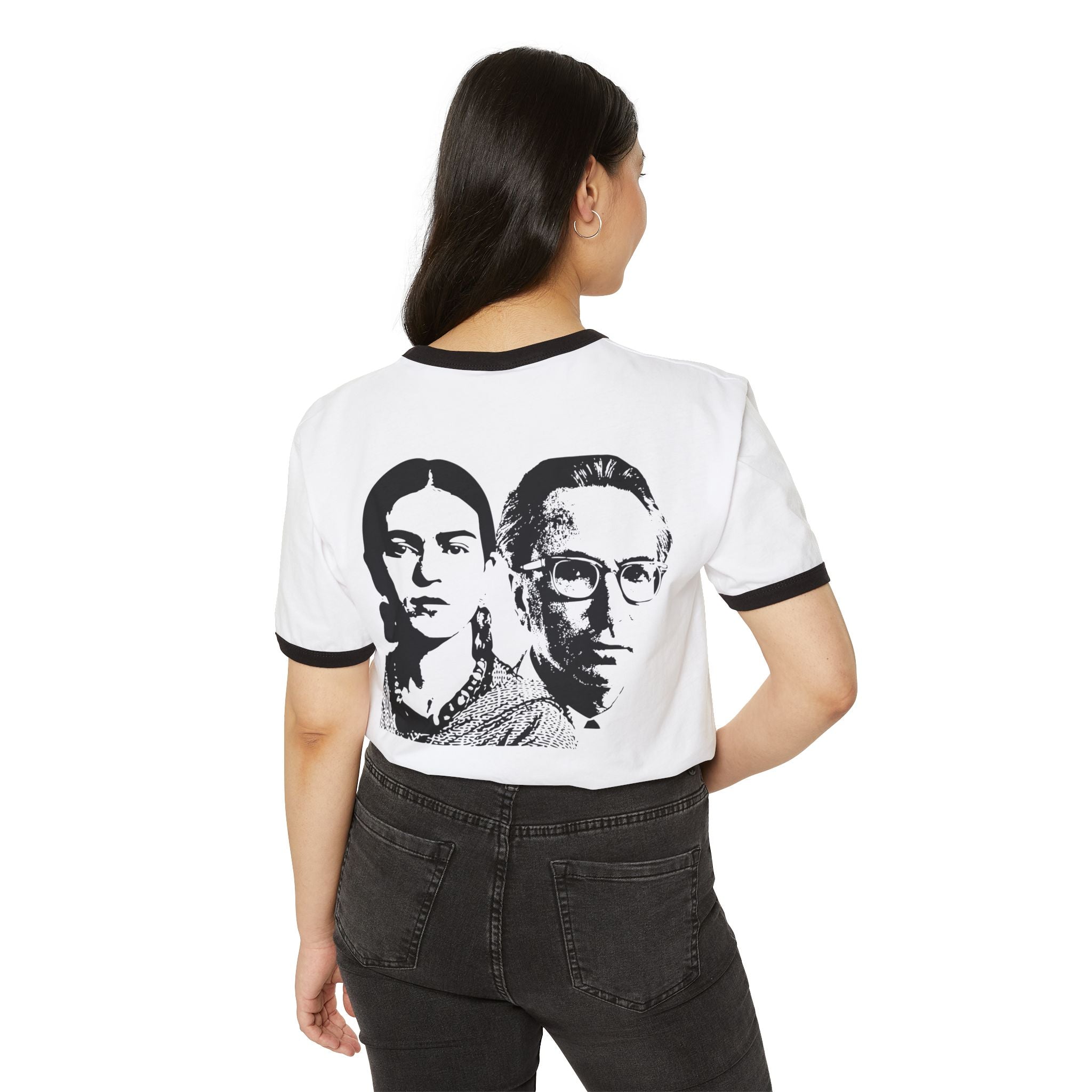 Unisex Cotton Ringer T-Shirt |Contemporary Social Issues | Progressive Activism Fashion | Modern Statement Sustainable Apparel | I TRANSFORM PAIN INTO PURPOSE | Frida Kahlo & Viktor Frankl