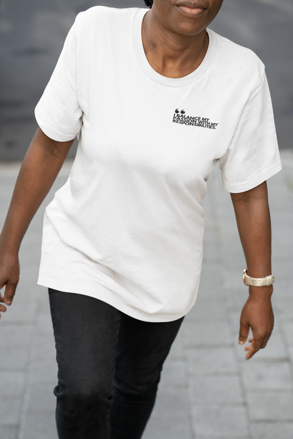 Unisex Heavyweight T-Shirt | Inspirational Social Quote  | Motivational Activist Fashion | QuoteApparel Sustainable Statement | Comfort Colors 1717 | I BALANCE MY PASSION WITH MY RESPONSIBILITIES | Oprah Winfrey John Lennon