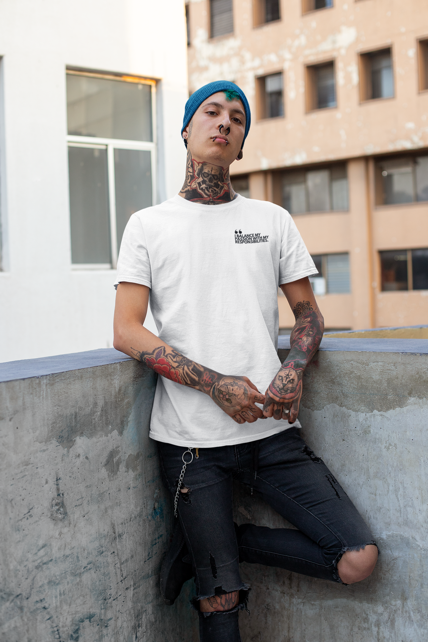 Unisex Heavyweight T-Shirt | Inspirational Social Quote  | Motivational Activist Fashion | QuoteApparel Sustainable Statement | Comfort Colors 1717 | I BALANCE MY PASSION WITH MY RESPONSIBILITIES | Oprah Winfrey John Lennon